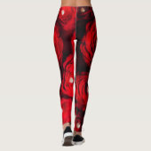 rode rog zwarte parelbloem leggings (Achterkant)