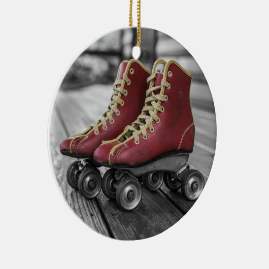  Rode Roller Schaatsen kerstversiering Keramisch Ornament (Rechts)