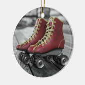 Rode Roller Schaatsen kerstversiering Keramisch Ornament (Links)