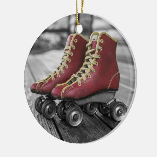 Rode Roller Schaatsen kerstversiering Keramisch Ornament (Links)