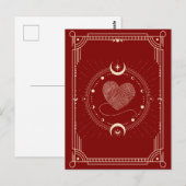 Rode romance tarot boho moon briefkaart (Voorkant / Achterkant)