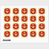 👑 Rode Romantische Dank U Badge 🖤 Vierkante Sticker (Vel)