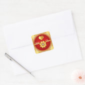 👑 Rode Romantische Dank U Badge 🖤 Vierkante Sticker (Envelop)