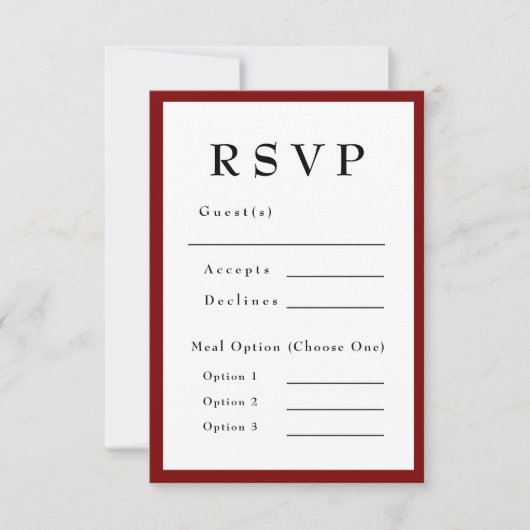 Rode Romantische en Tijdloze Trouw-RSVP RSVP Kaartje (Voorkant)