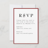Rode Romantische en Tijdloze Trouw-RSVP RSVP Kaartje (Achterkant)
