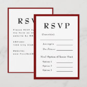 Rode Romantische en Tijdloze Trouw-RSVP RSVP Kaartje (Voorkant / Achterkant)