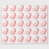 Rode Romantische Naam Happy Valentijn's Day Heart Cadeaupapier (Vlak)