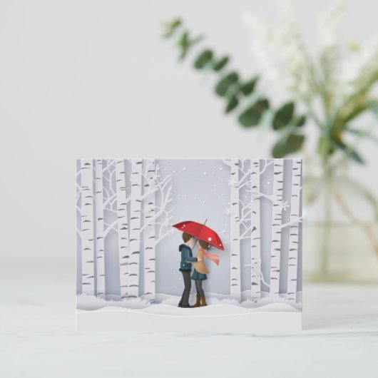 Rode rommel in het sneeuwpaar briefkaart (Staand voorkant)