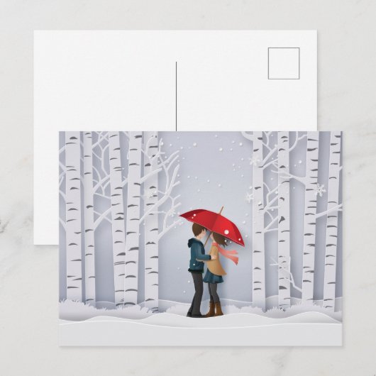 Rode rommel in het sneeuwpaar briefkaart (Voorkant / Achterkant)