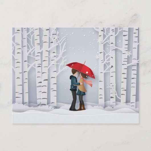 Rode rommel in het sneeuwpaar briefkaart (Voorkant)