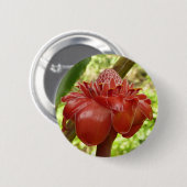 Rode rommel met tropische flografie ronde button 5,7 cm (Voorkant /achterkant)