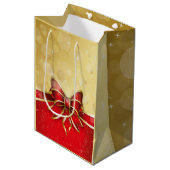 Rode romp met gouden achtergrond medium cadeauzakje (Voorkant Gekanteld)