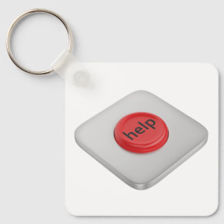 Rode ronde help knop sleutelhanger