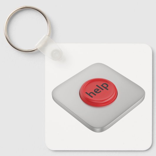 Rode ronde help knop sleutelhanger (Voorkant)