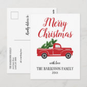  rode rondweg pine-boom, pretkerst briefkaart (Voorkant / Achterkant)