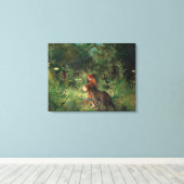 Rode Rood Hood en de Wolf in het bos Canvas Afdruk (Insitu (Houten vloer))