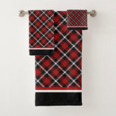 Rode rood-wit geruite stof bad handdoek (Insitu)