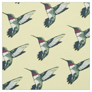 Rode roodbaarkolibrie Fabric geel Stof