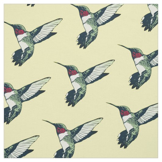 Rode roodbaarkolibrie Fabric geel Stof (Swatch)