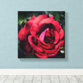 Rode roodbloem in Abstract bloem Canvas Afdruk (Insitu (Houten vloer))