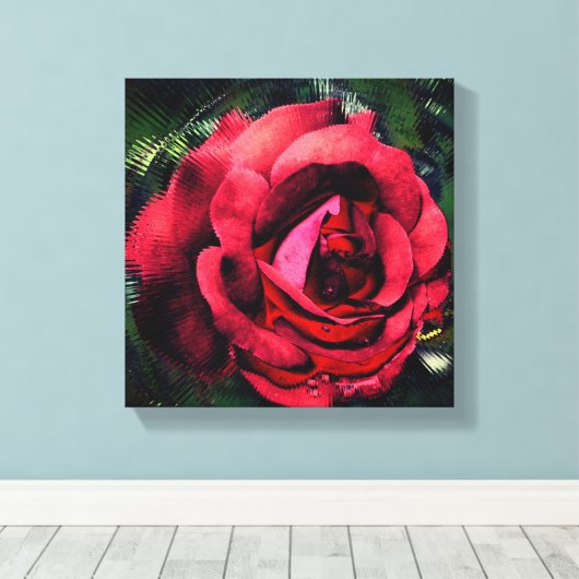 Rode roodbloem in Abstract bloem Canvas Afdruk (Insitu (Houten vloer))