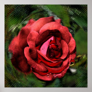 Rode roodbloem in Abstracte bloem Poster