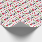 Rode roodbloem in bloempje cadeaupapier (Hoek)