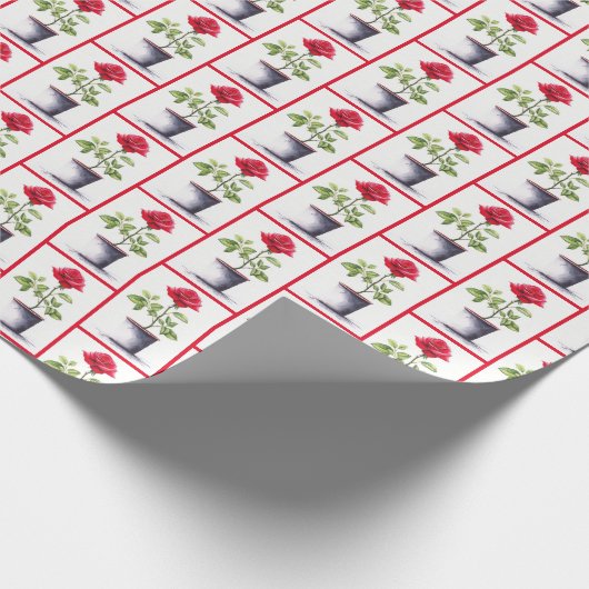 Rode roodbloem in bloempje cadeaupapier (Hoek)