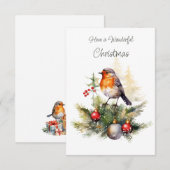 Rode Roodborst Dennen Kerstkaart Informatiekaartje (Voorkant / Achterkant)