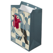 Rode Roodborst in Vector Blok Giftzak - Medium Cadeauzakje (Voorkant Gekanteld)