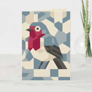 Rode Roodborst in Vector Blok Kerstkaart Feestdagen Kaart