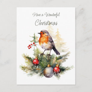 Rode Roodborst Kerst Ansichtkaart Briefkaart
