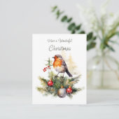 Rode Roodborst Kerst Feestdagenkaart (Staand voorkant)