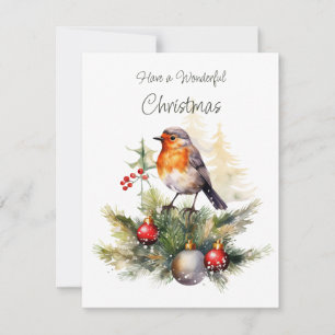 Rode Roodborst Kerst  Feestdagenkaart