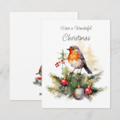 Rode Roodborst Kerst Feestdagenkaart (Voorkant / Achterkant)