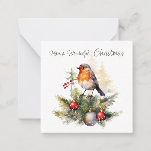 Rode Roodborst Kerstkaart Notitiekaartje (Voorkant)
