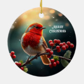 Rode Roodborst Kerstvakantie Ornament (Achterkant)