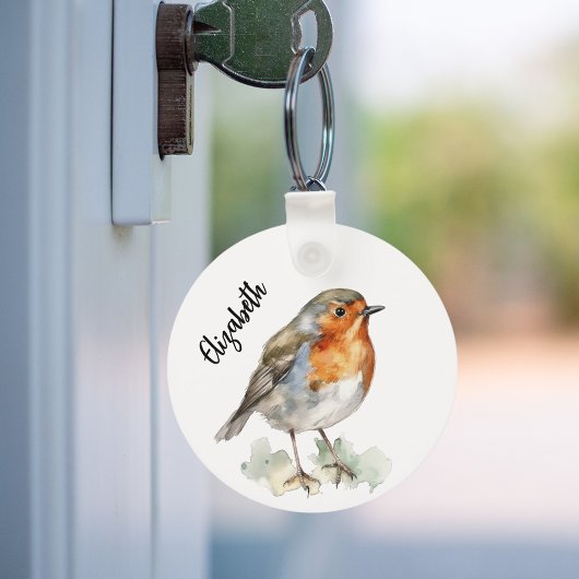 Rode roodborst vogelnaam sleutelhanger