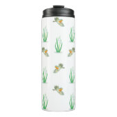 Rode roodborst vogels en sneeuwklokjes lente patro thermosbeker (Voorkant)