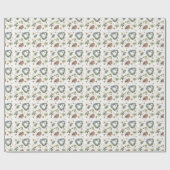 Rode Roodborstjes en Bloemen Cadeaupapier (Vlak)