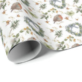Rode Roodborstjes en Bloemen Cadeaupapier (Rol Hoek)