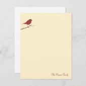 Rode roodborsttak crème beige dank je brief notitiekaartje (Voorkant / Achterkant)