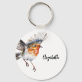 Rode roodborstvogel naam sleutelhanger (Voorkant)