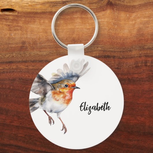 Rode roodborstvogel naam sleutelhanger (Voorkant)