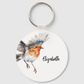 Rode roodborstvogel naam sleutelhanger (Achterkant)