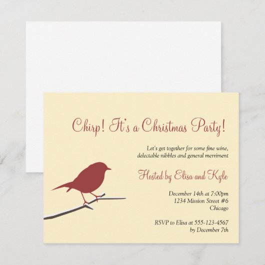 Rode roodborstvogel tak kerstfeest kaart (Voorkant / Achterkant)