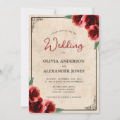  rode roodbruine bruidsbruine bruiloft kaart (Voorkant)