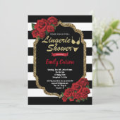 Rode roodroos, douche zwart en goud kaart (Staand voorkant)