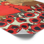  rode roofhond Wolf papaverbloemen Poster (Hoek)