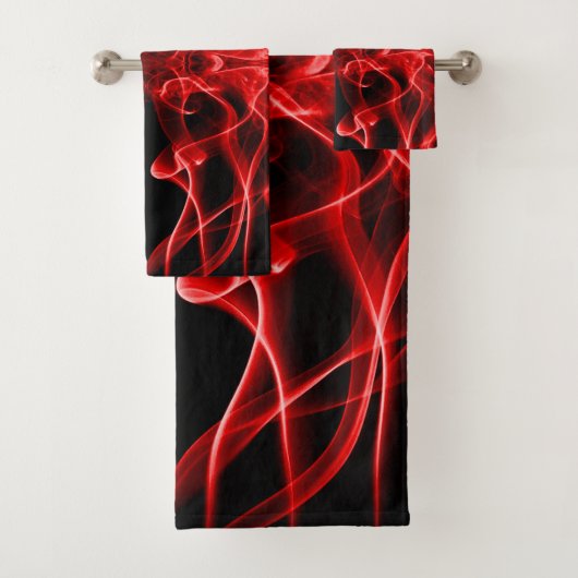 Rode rook symmetrisch minimalistisch zwart bad handdoek (Insitu)